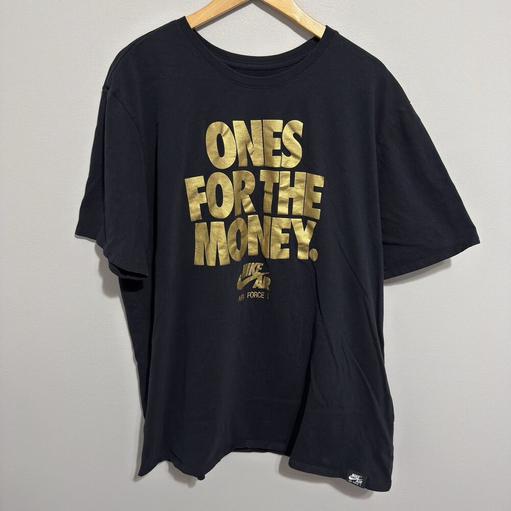 Nike Air Force 1 T-Shirt Mens 3XL Black Ones For The Money Gold AF1 Athletic Cut
